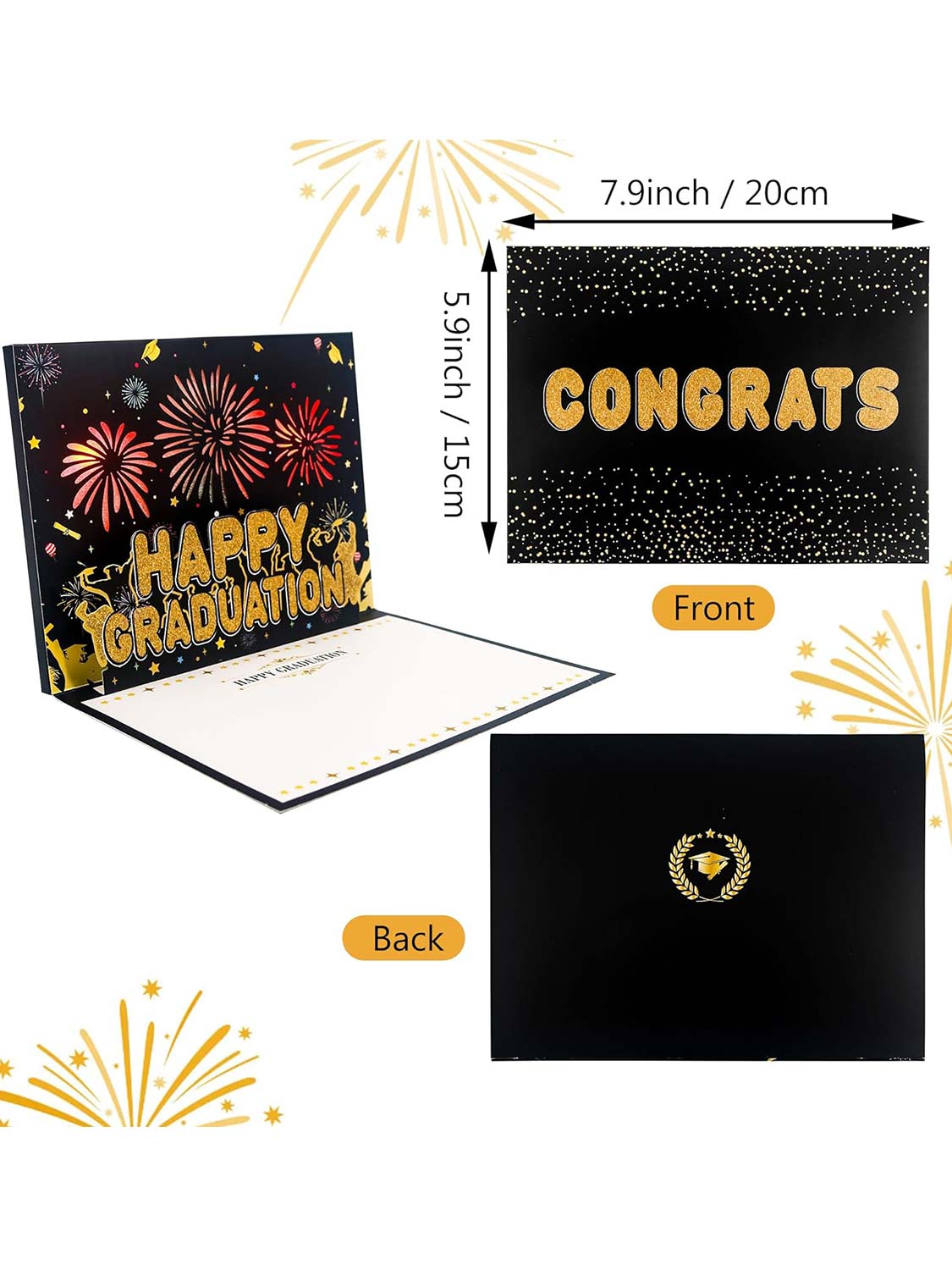 Pop Up Graduation Greeting Card with Fireworks, Cheers, and DIY Recording Sounds