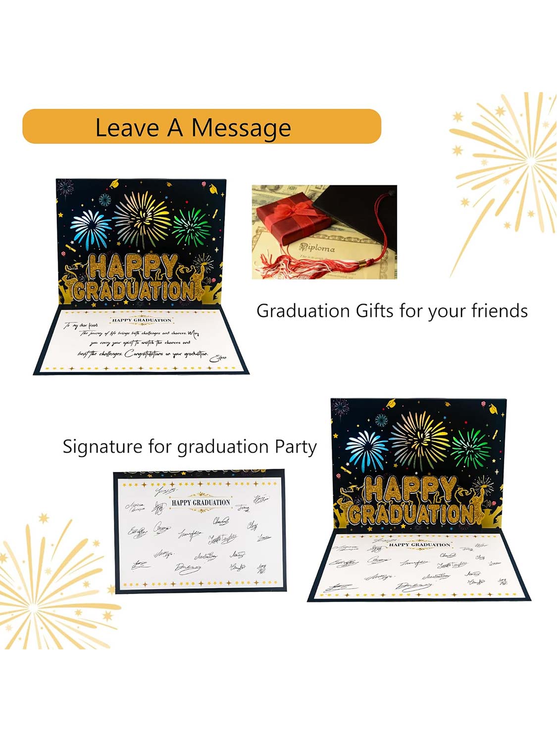 Pop Up Graduation Greeting Card with Fireworks, Cheers, and DIY Recording Sounds