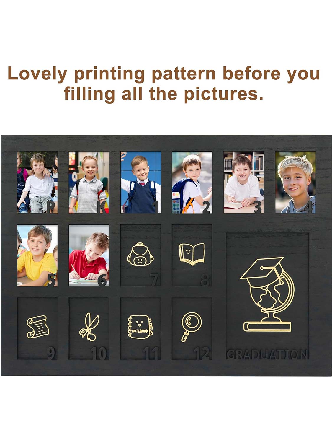 Wooden Graduation Picture Frame with Stand Easel for Pre-K to 12 Photos - 3 Colors Available