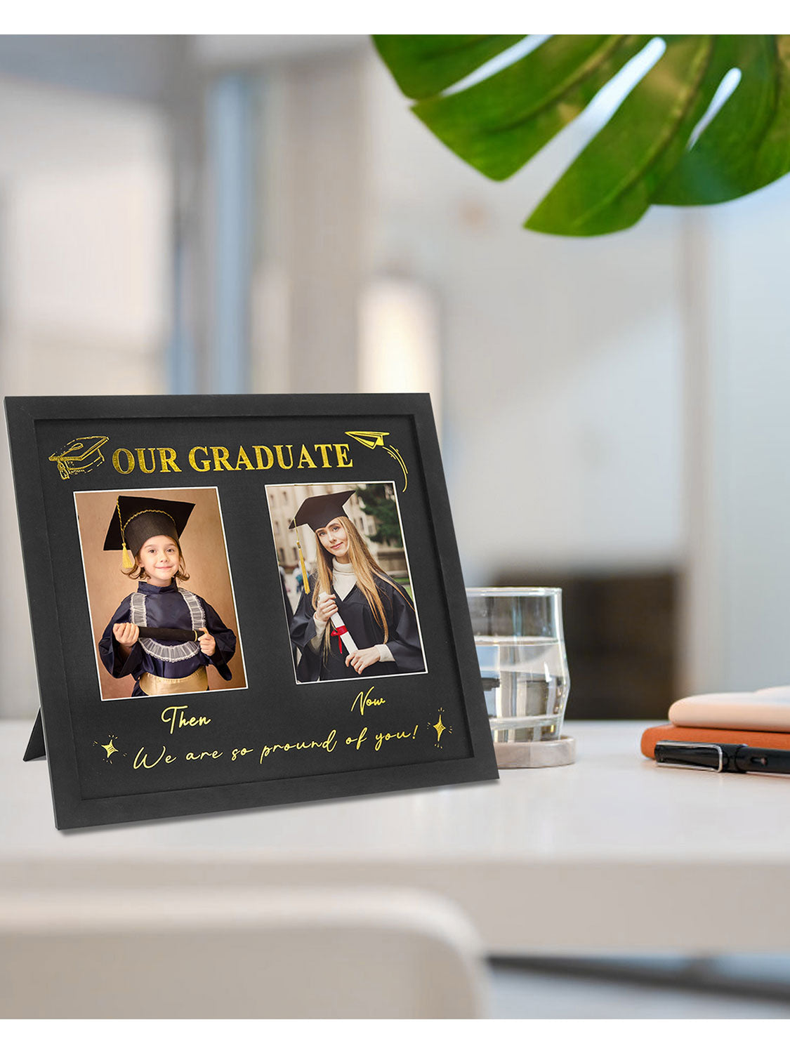 Double 5*7 Then and Now Graduation Picture Frame - Various Sizes and Colors Available