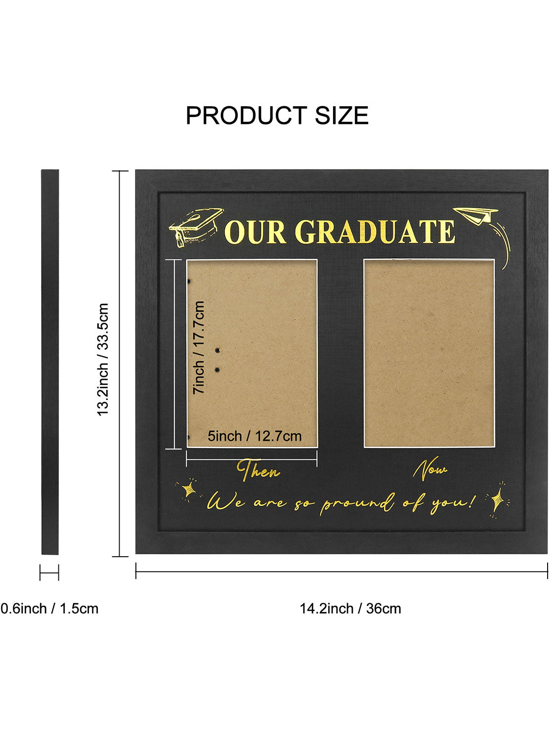 Double 5*7 Then and Now Graduation Picture Frame - Various Sizes and Colors Available