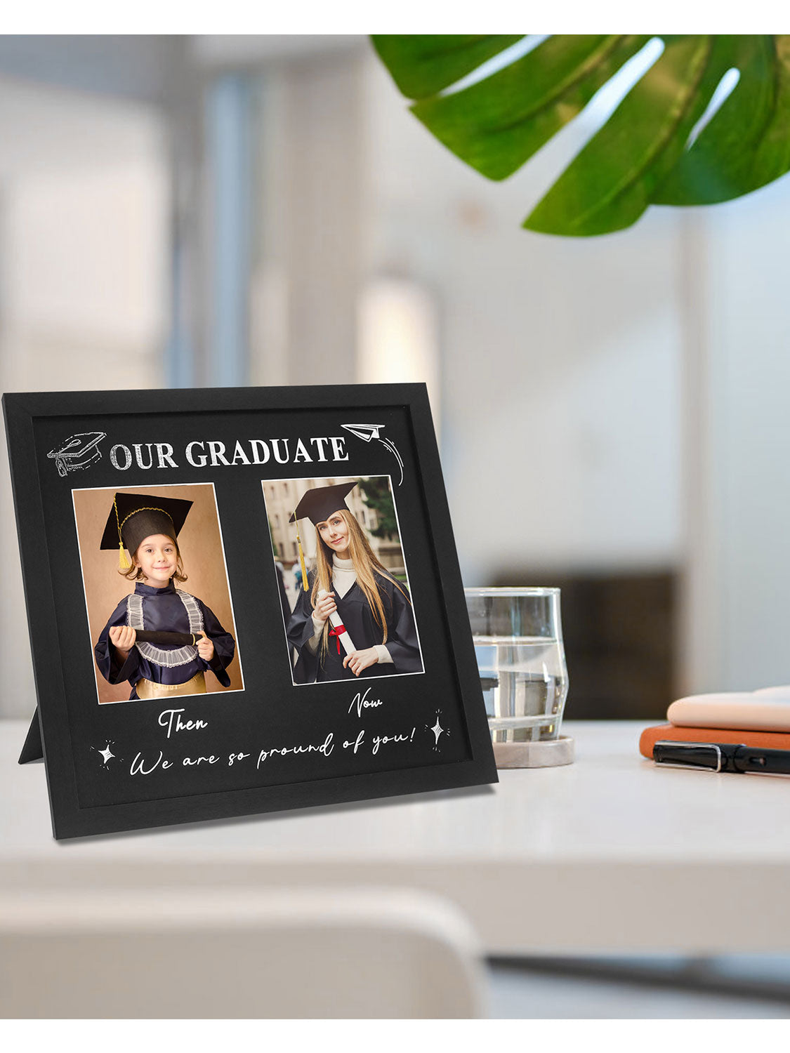 Double 5*7 Then and Now Graduation Picture Frame - Various Sizes and Colors Available