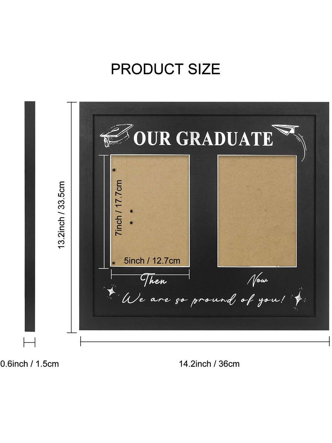 Double 5*7 Then and Now Graduation Picture Frame - Various Sizes and Colors Available