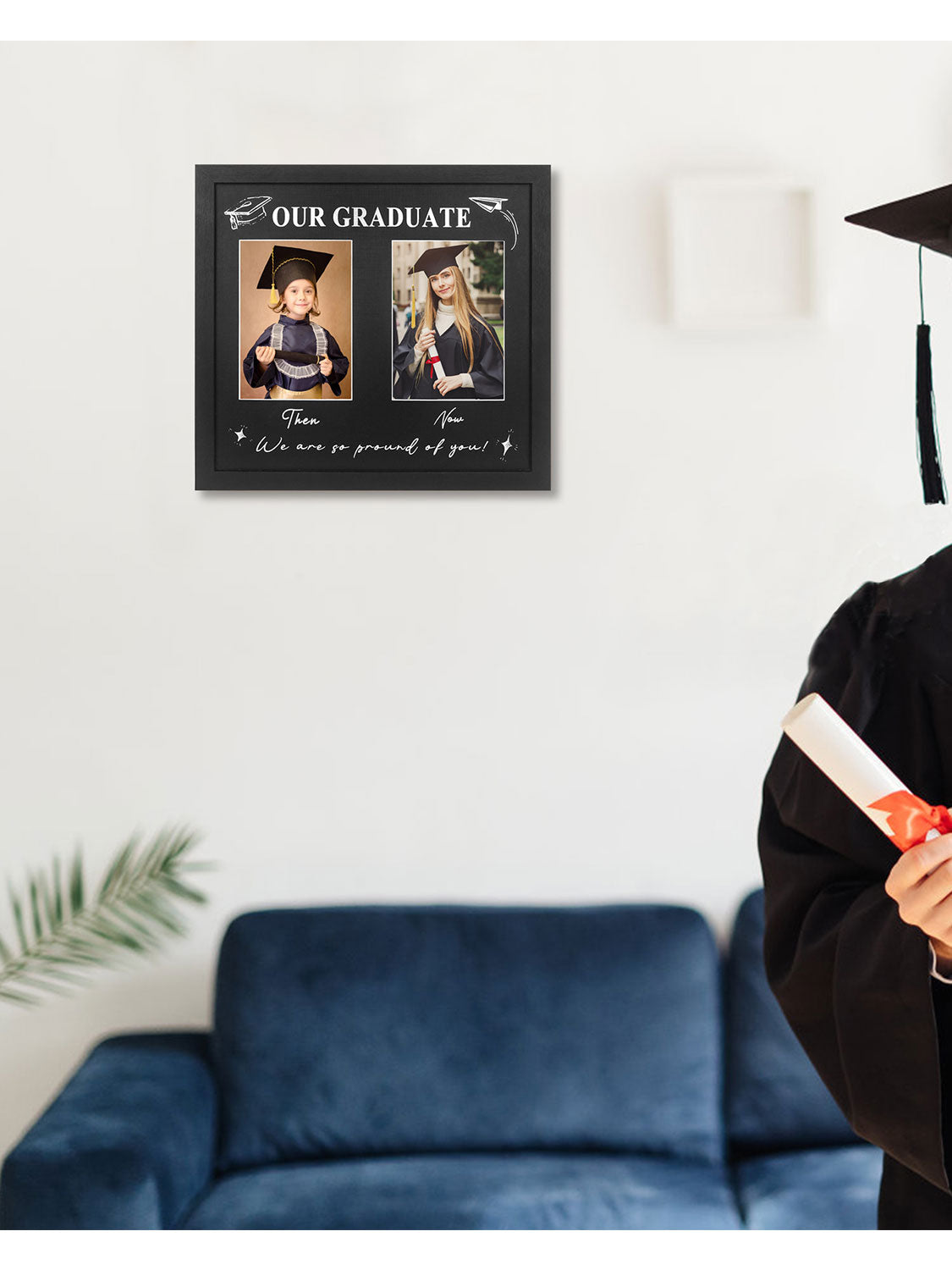 Double 5*7 Then and Now Graduation Picture Frame - Various Sizes and Colors Available