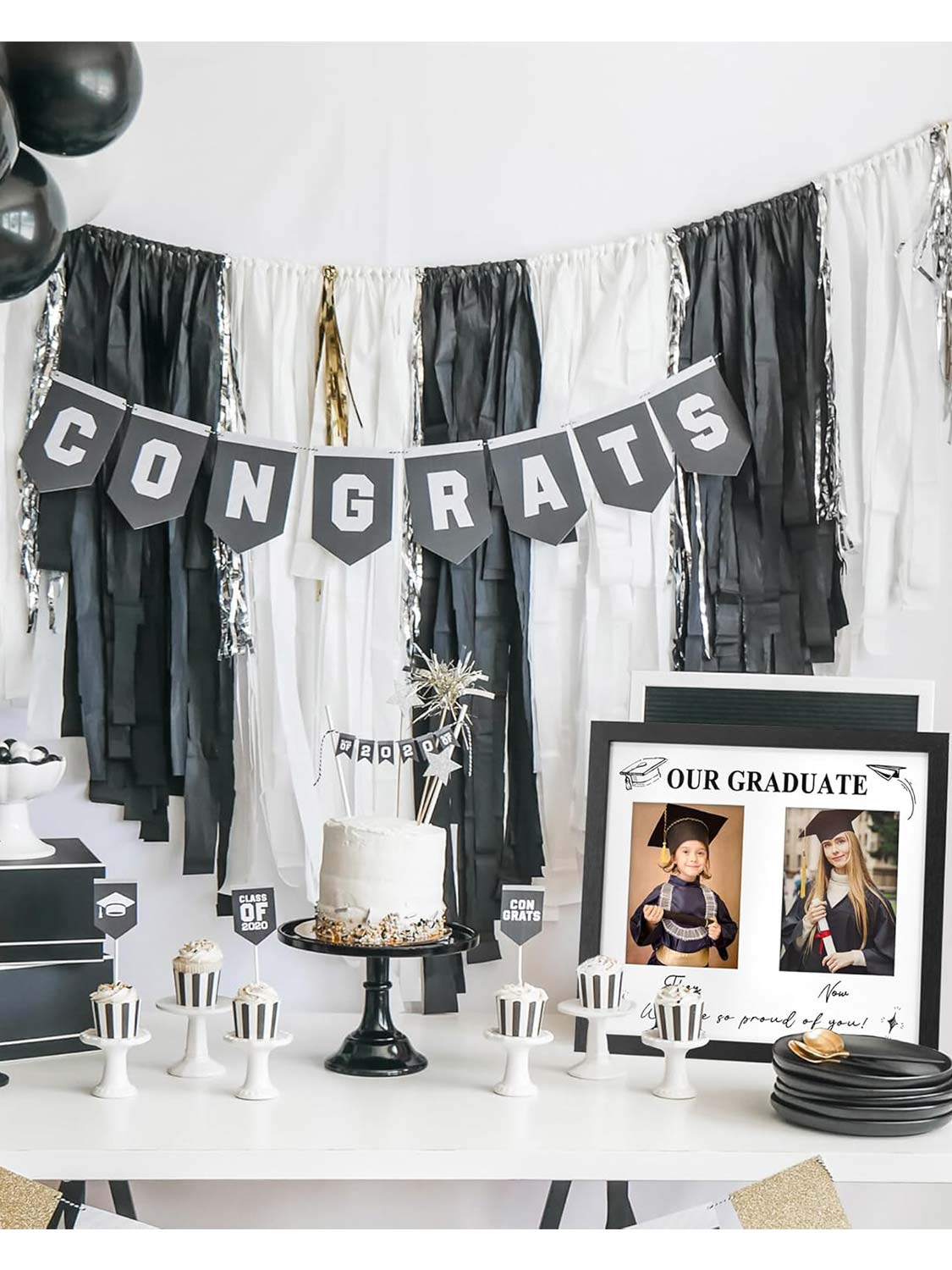 Double 5*7 Then and Now Graduation Picture Frame - Various Sizes and Colors Available