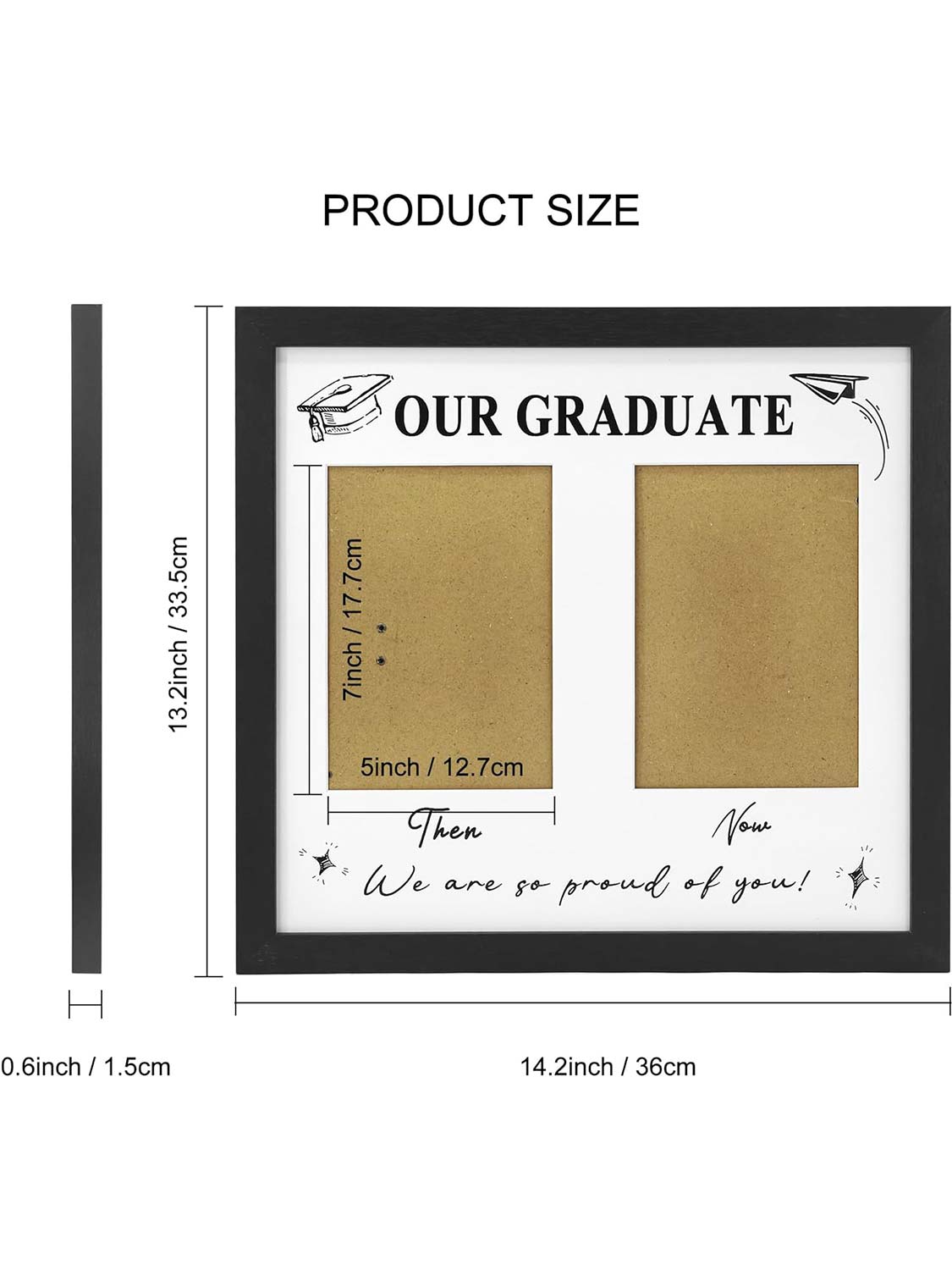 Double 5*7 Then and Now Graduation Picture Frame - Various Sizes and Colors Available