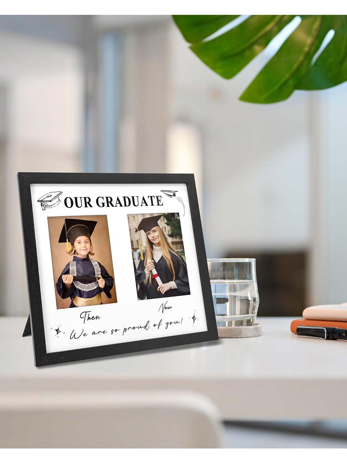 Double 5*7 Then and Now Graduation Picture Frame - Various Sizes and Colors Available