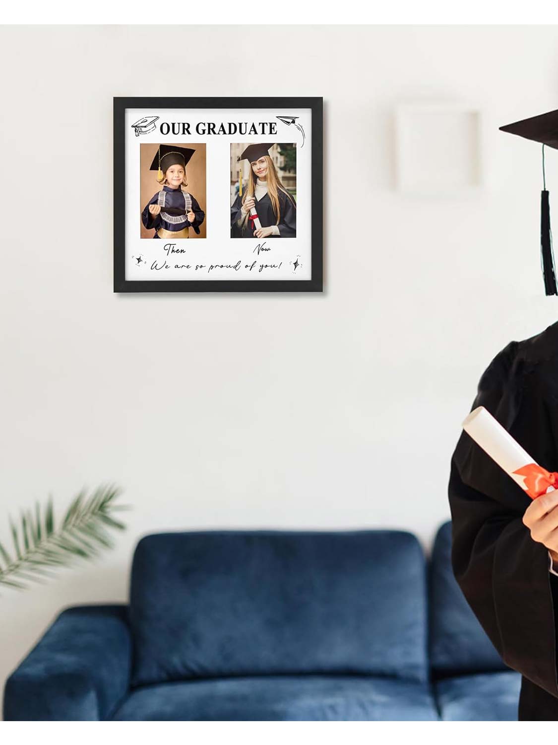Double 5*7 Then and Now Graduation Picture Frame - Various Sizes and Colors Available