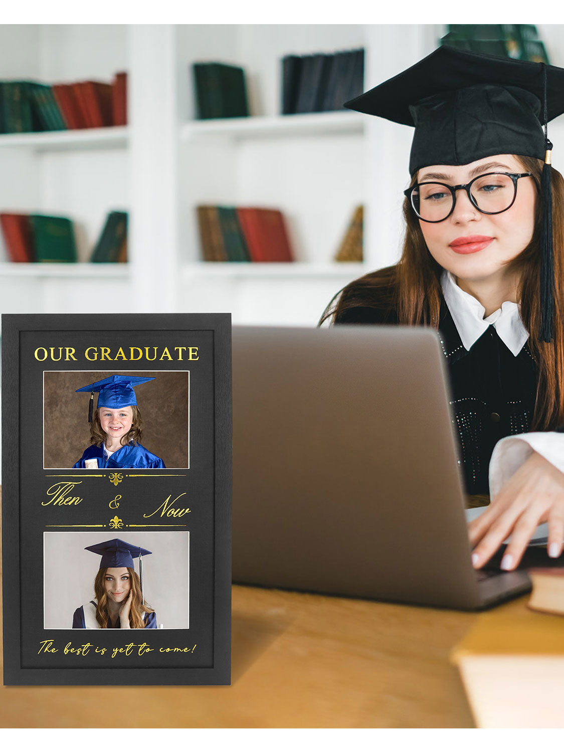 Double 5*7 Then and Now Graduation Picture Frame - Various Sizes and Colors Available