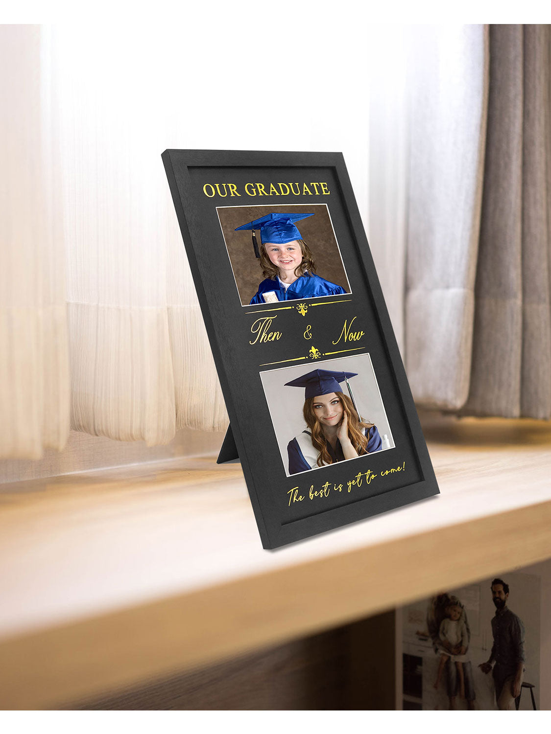 Double 5*7 Then and Now Graduation Picture Frame - Various Sizes and Colors Available