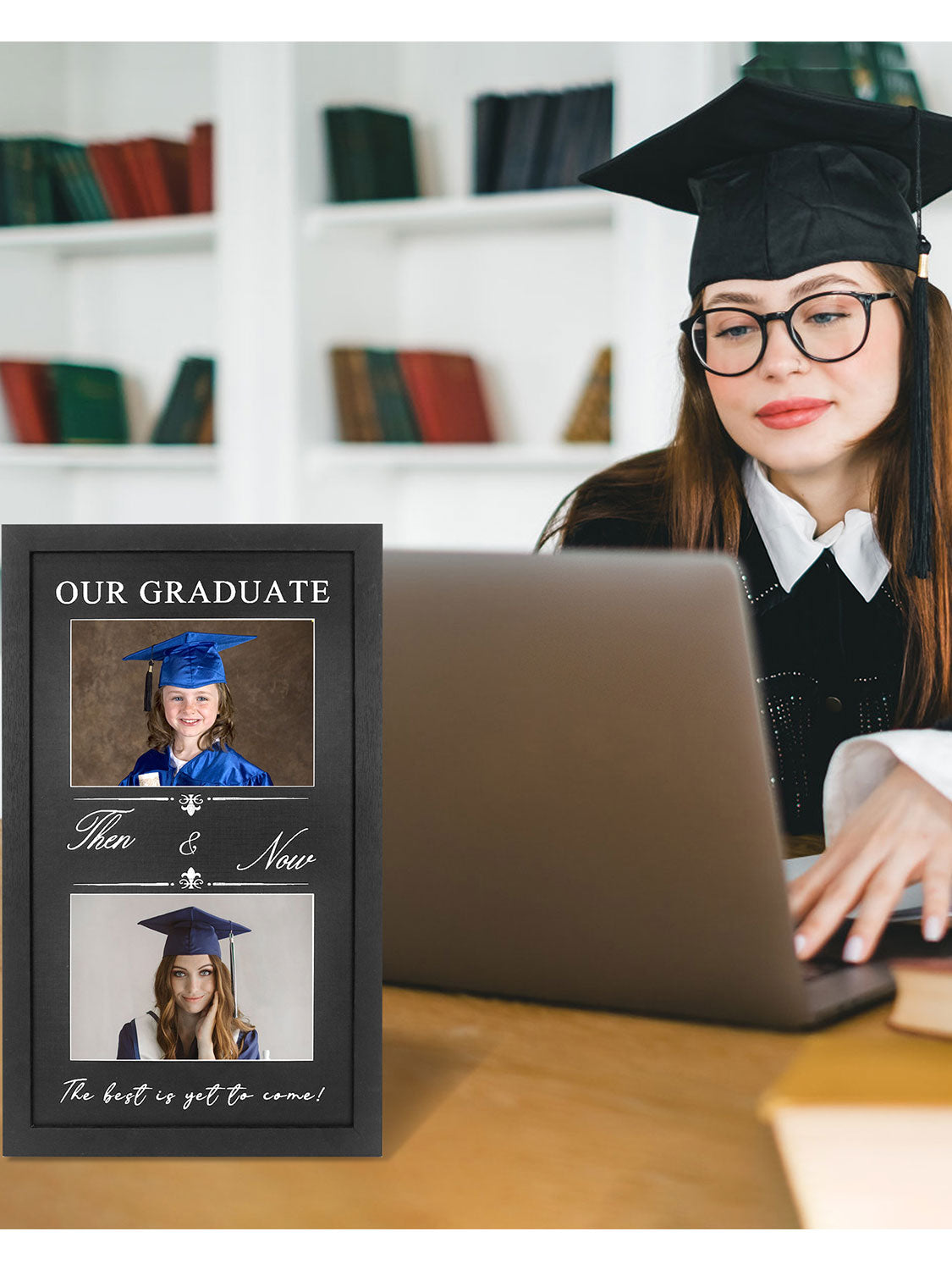 Double 5*7 Then and Now Graduation Picture Frame - Various Sizes and Colors Available