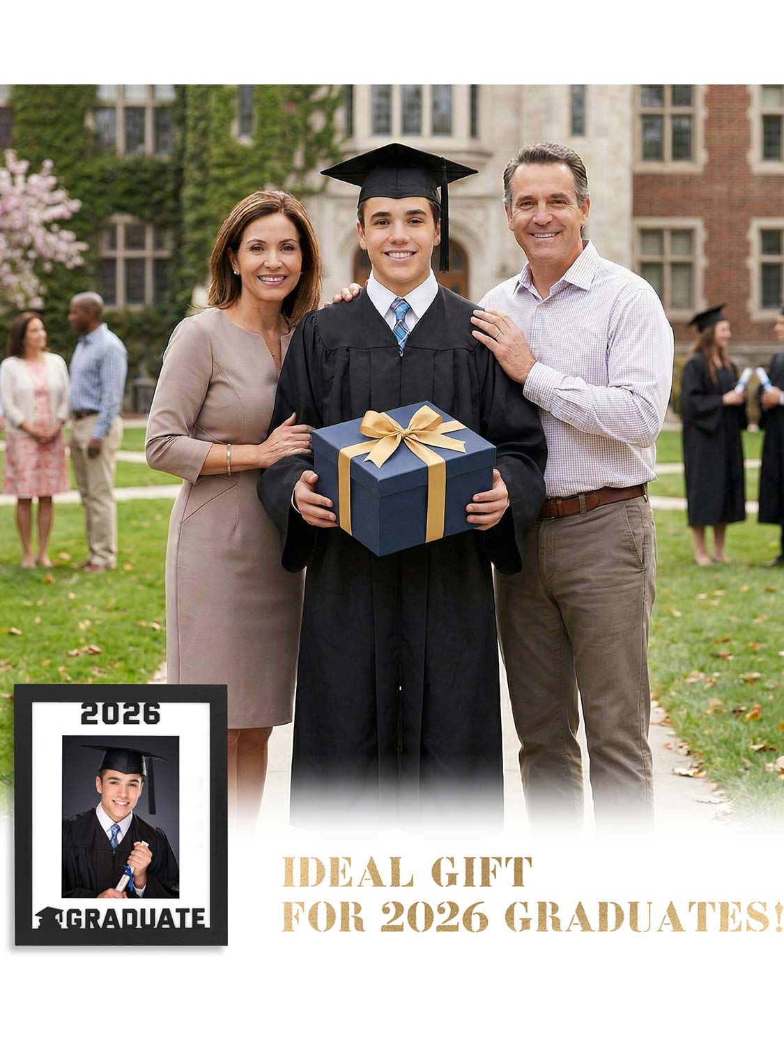 Class of 2026 Graduation Laser Engraved Wood Photo Frame for 5x7 & 8x10 Photo - 4 Styles Available