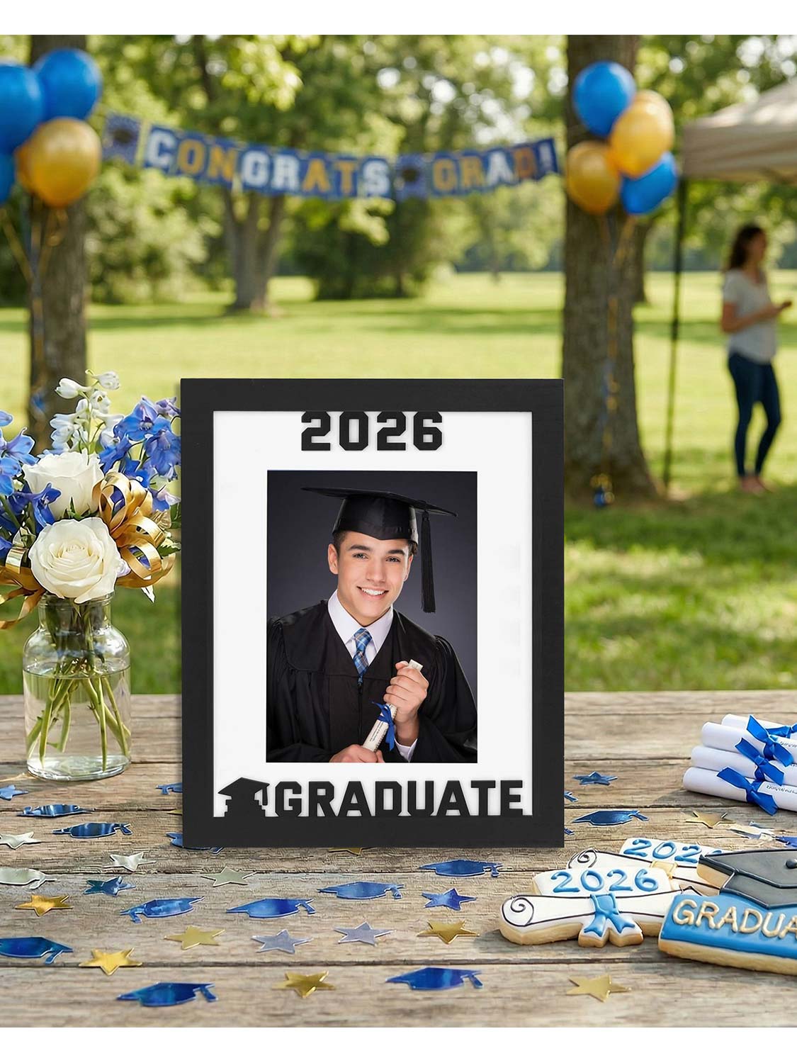 Class of 2026 Graduation Laser Engraved Wood Photo Frame for 5x7 & 8x10 Photo - 4 Styles Available
