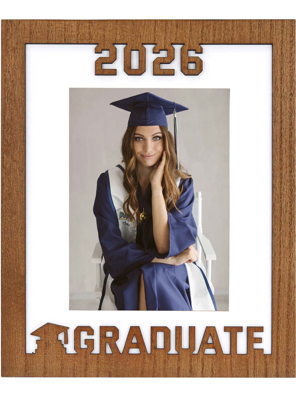 Class of 2026 Graduation Laser Engraved Wood Photo Frame for 5x7 & 8x10 Photo - 4 Styles Available