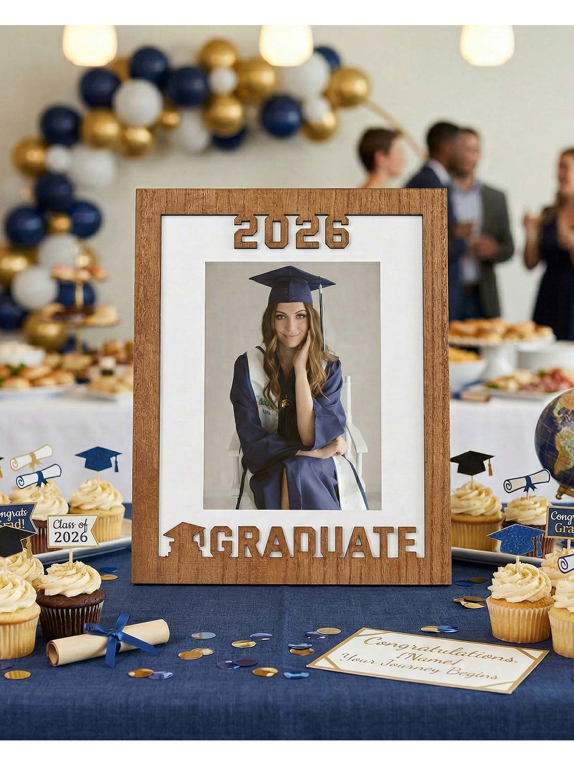 Class of 2026 Graduation Laser Engraved Wood Photo Frame for 5x7 & 8x10 Photo - 4 Styles Available