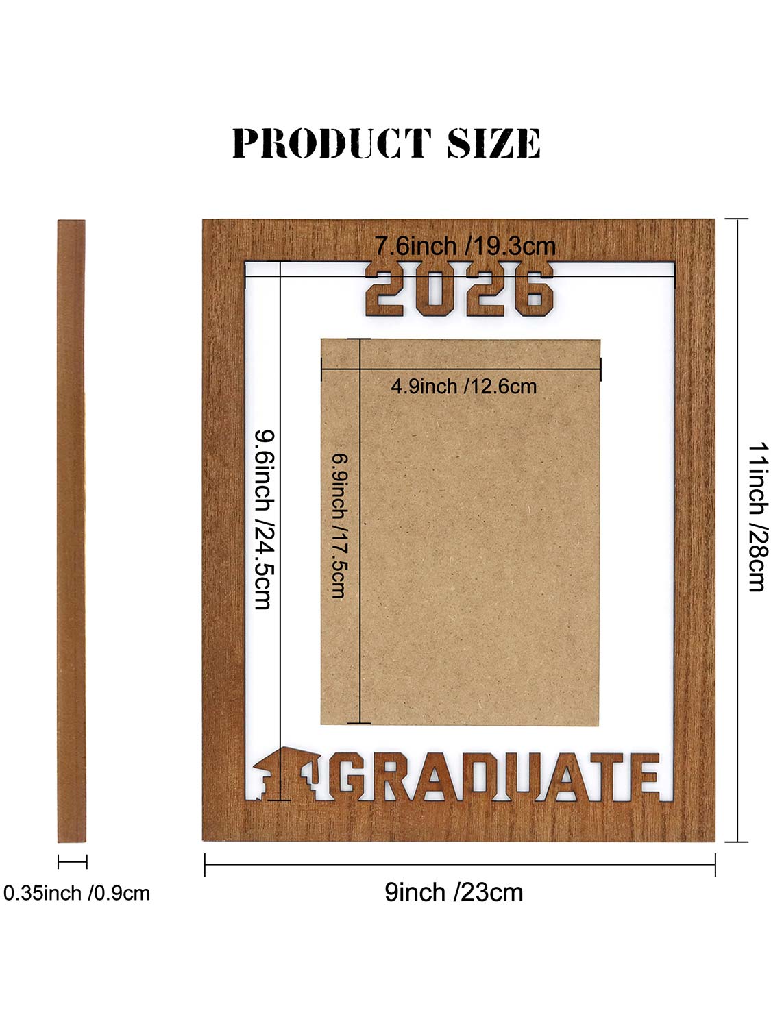 Class of 2026 Graduation Laser Engraved Wood Photo Frame for 5x7 & 8x10 Photo - 4 Styles Available