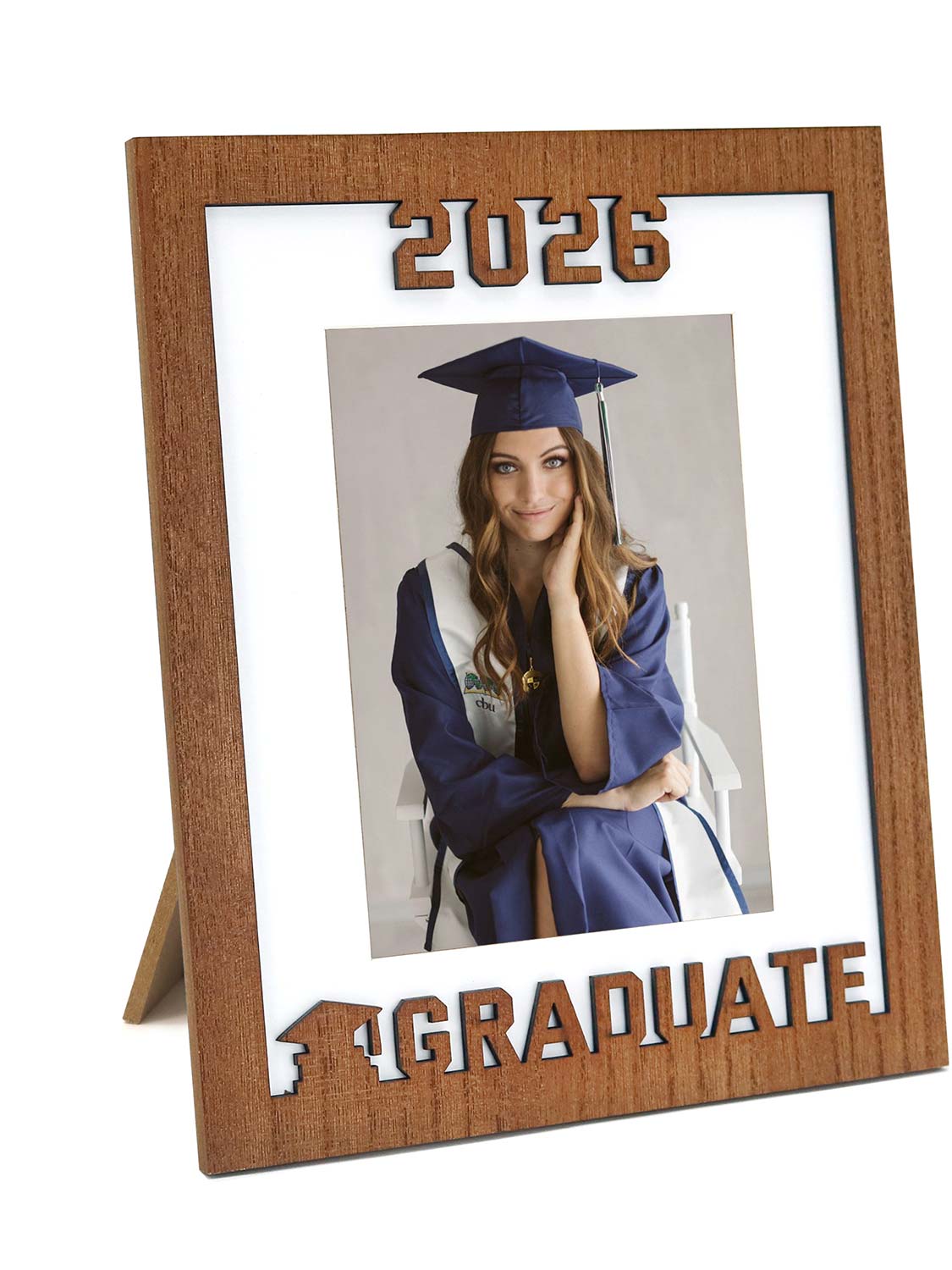 Class of 2026 Graduation Laser Engraved Wood Photo Frame for 5x7 & 8x10 Photo - 4 Styles Available