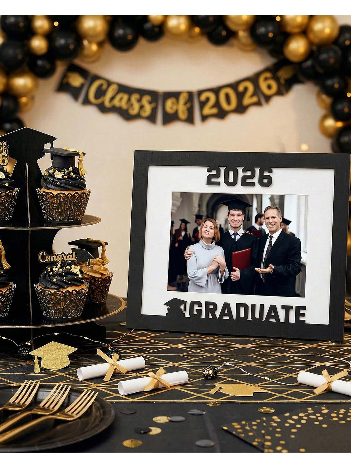 Class of 2026 Graduation Laser Engraved Wood Photo Frame for 5x7 & 8x10 Photo - 4 Styles Available
