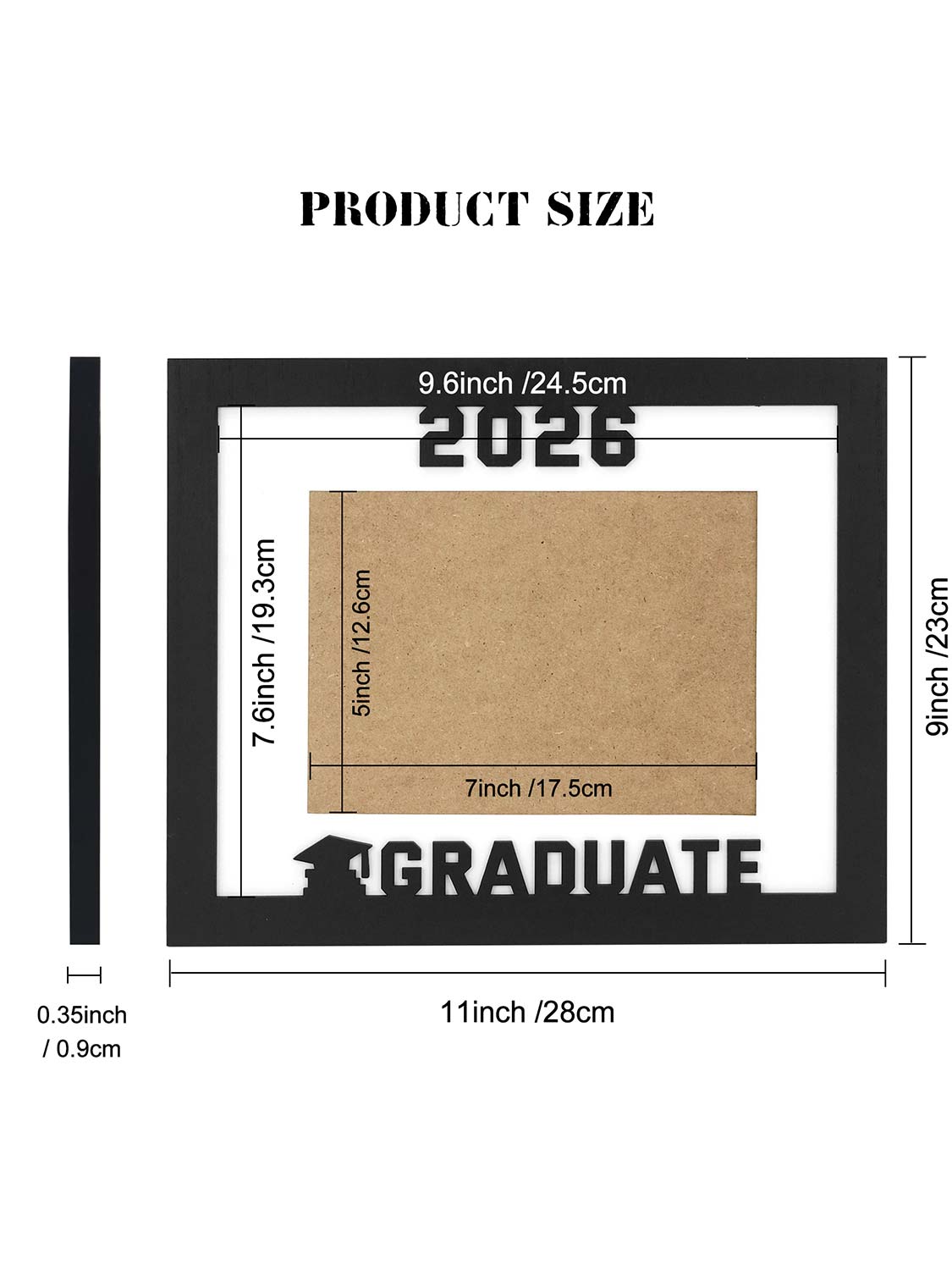 Class of 2026 Graduation Laser Engraved Wood Photo Frame for 5x7 & 8x10 Photo - 4 Styles Available
