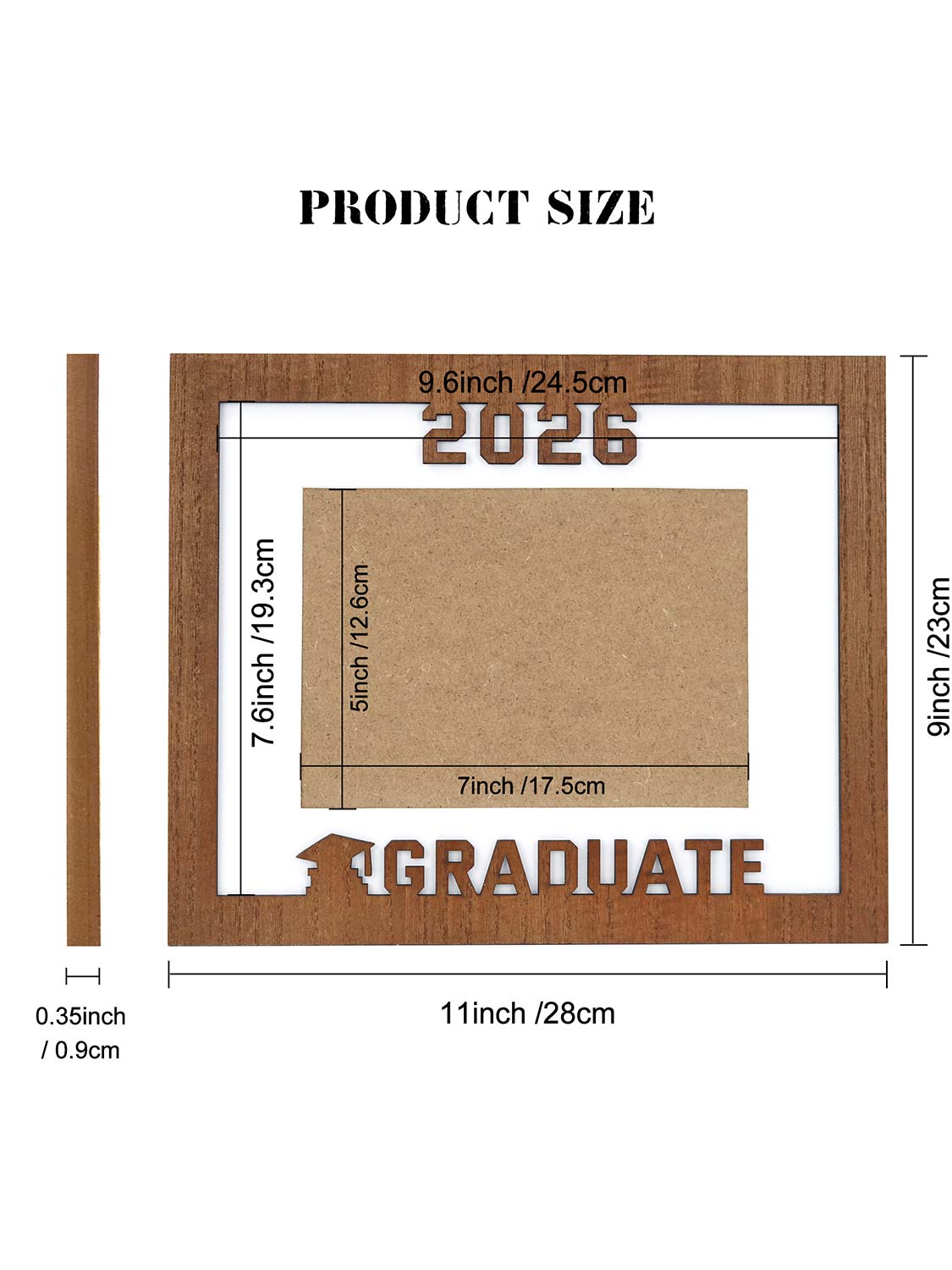 Class of 2026 Graduation Laser Engraved Wood Photo Frame for 5x7 & 8x10 Photo - 4 Styles Available
