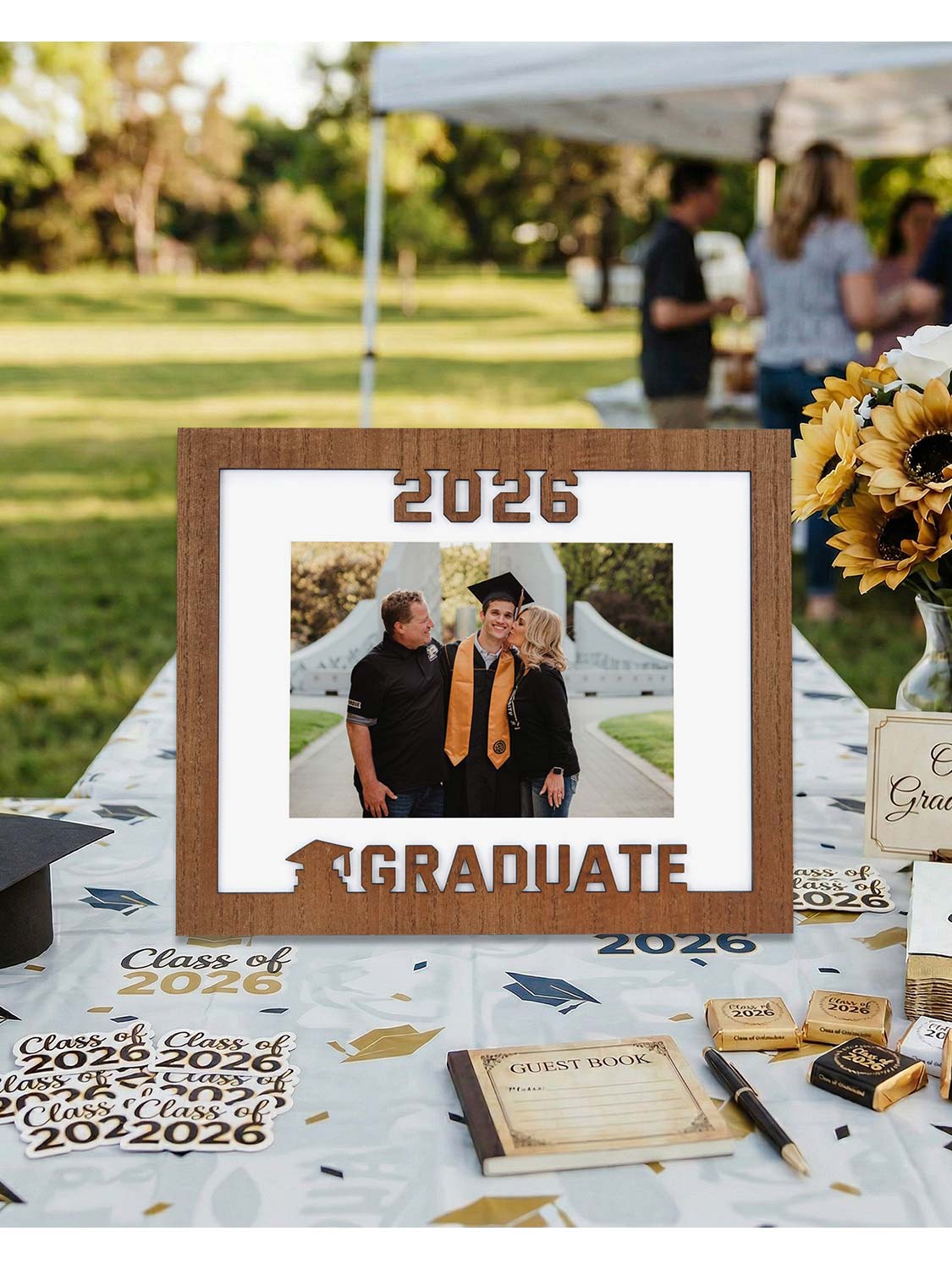 Class of 2026 Graduation Laser Engraved Wood Photo Frame for 5x7 & 8x10 Photo - 4 Styles Available