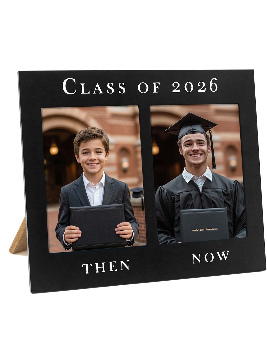 Class of 2026 Double 5x7 Then and Now Wooden Graduation Photo Frame - 2 Styles Available