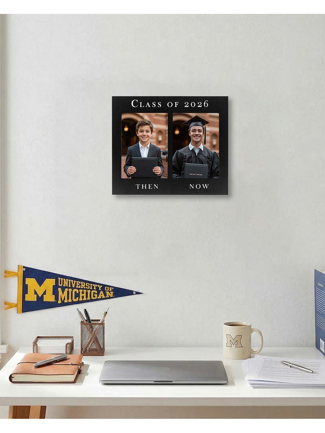 Class of 2026 Double 5x7 Then and Now Wooden Graduation Photo Frame - 2 Styles Available