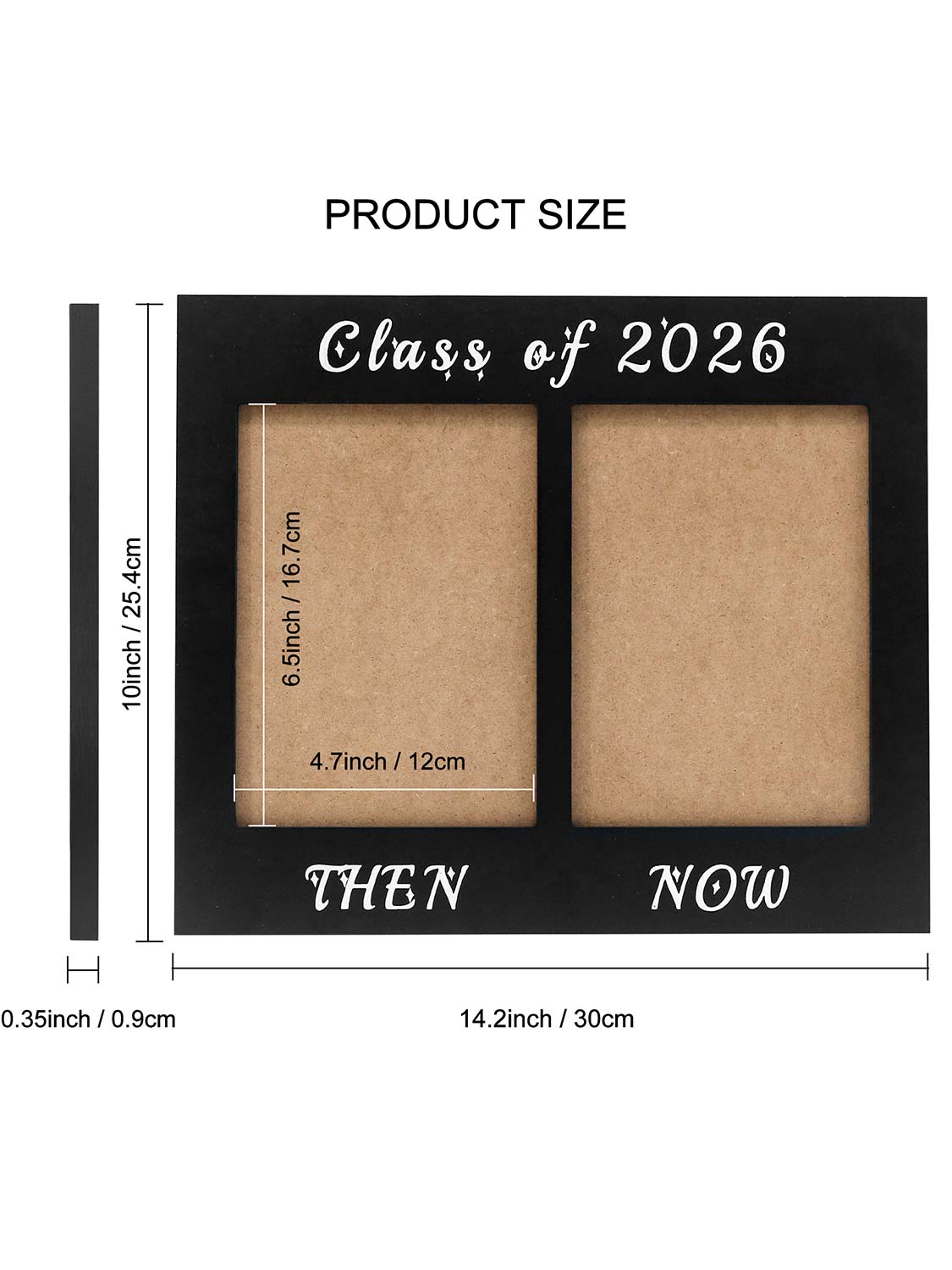 Class of 2026 Double 5x7 Then and Now Wooden Graduation Photo Frame - 2 Styles Available