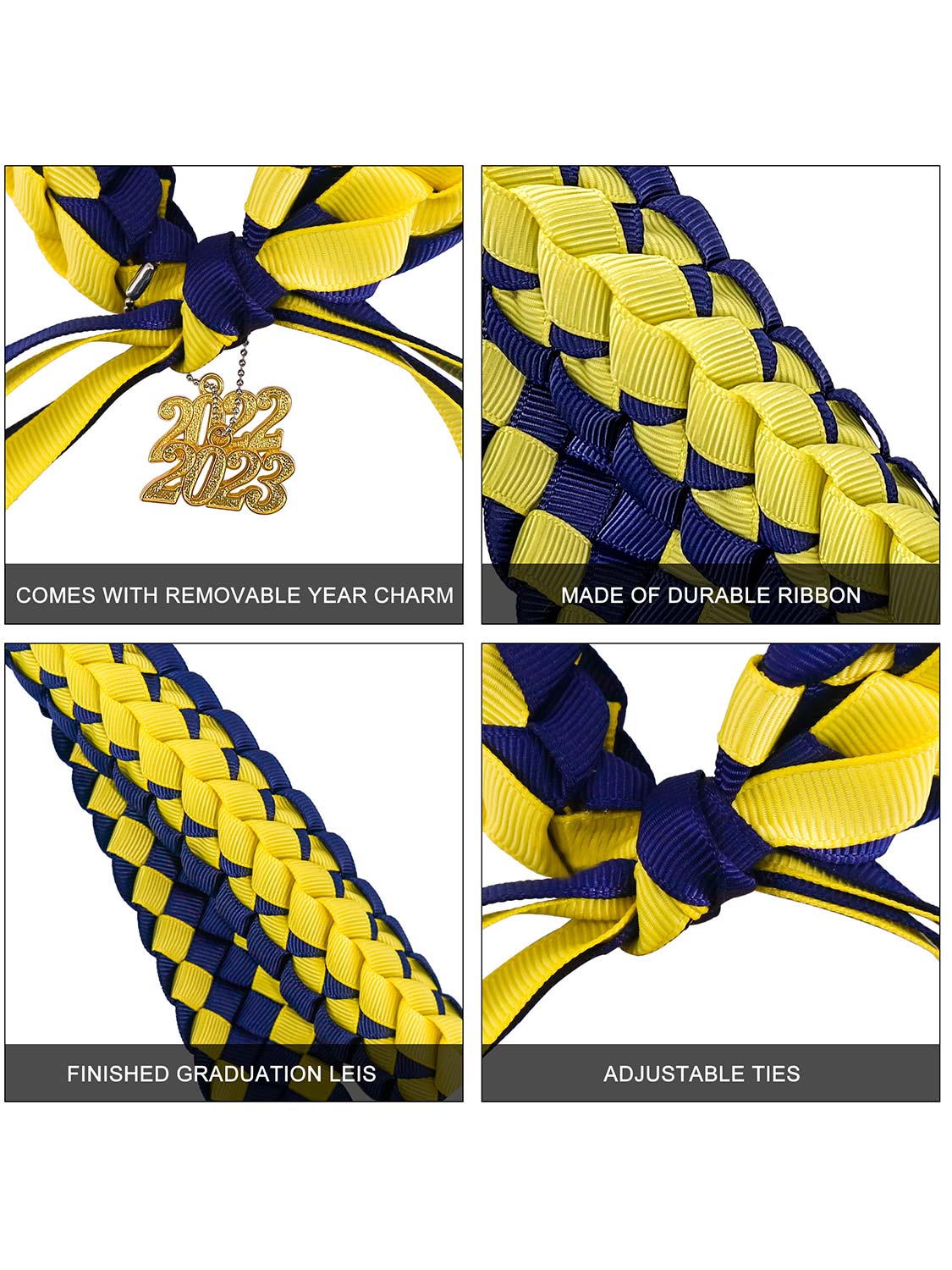 Graduation Braided 2023 Year Charm Ribbon Leis