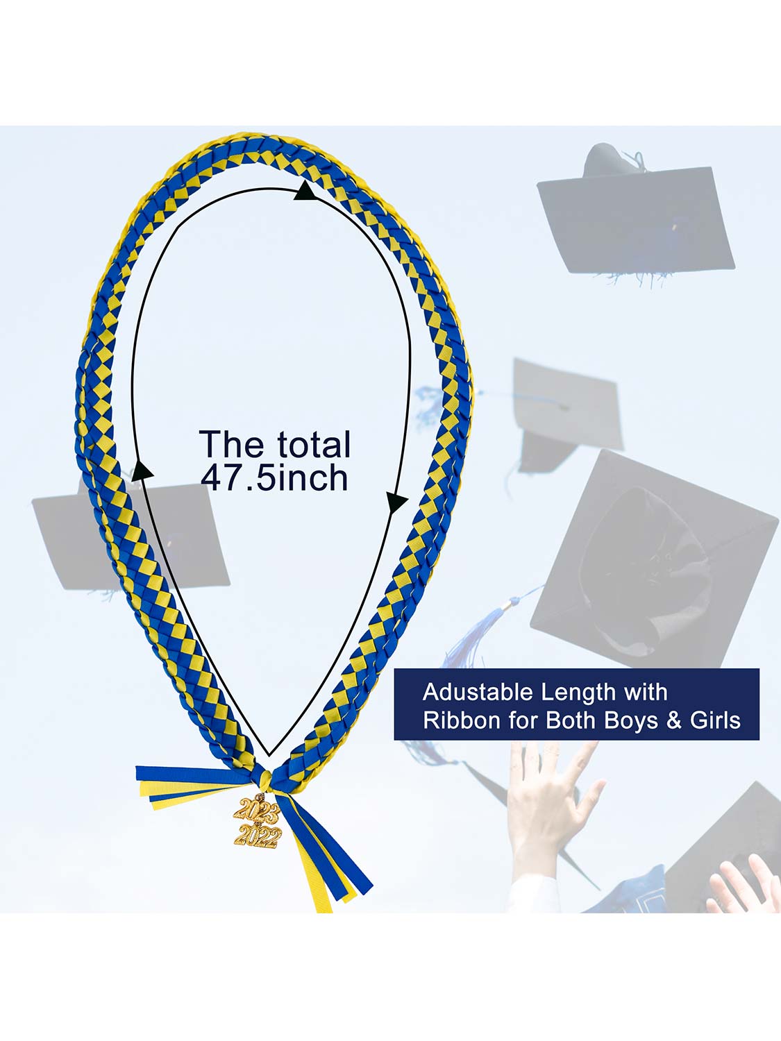 Graduation Braided 2023 Year Charm Ribbon Leis