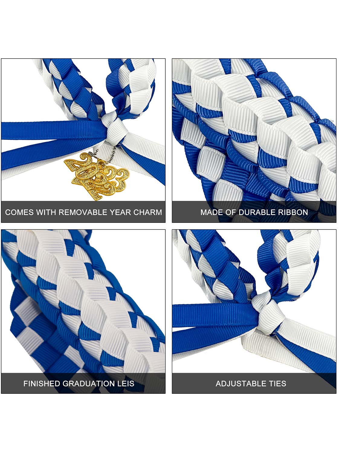 Graduation Braided 2023 Year Charm Ribbon Leis