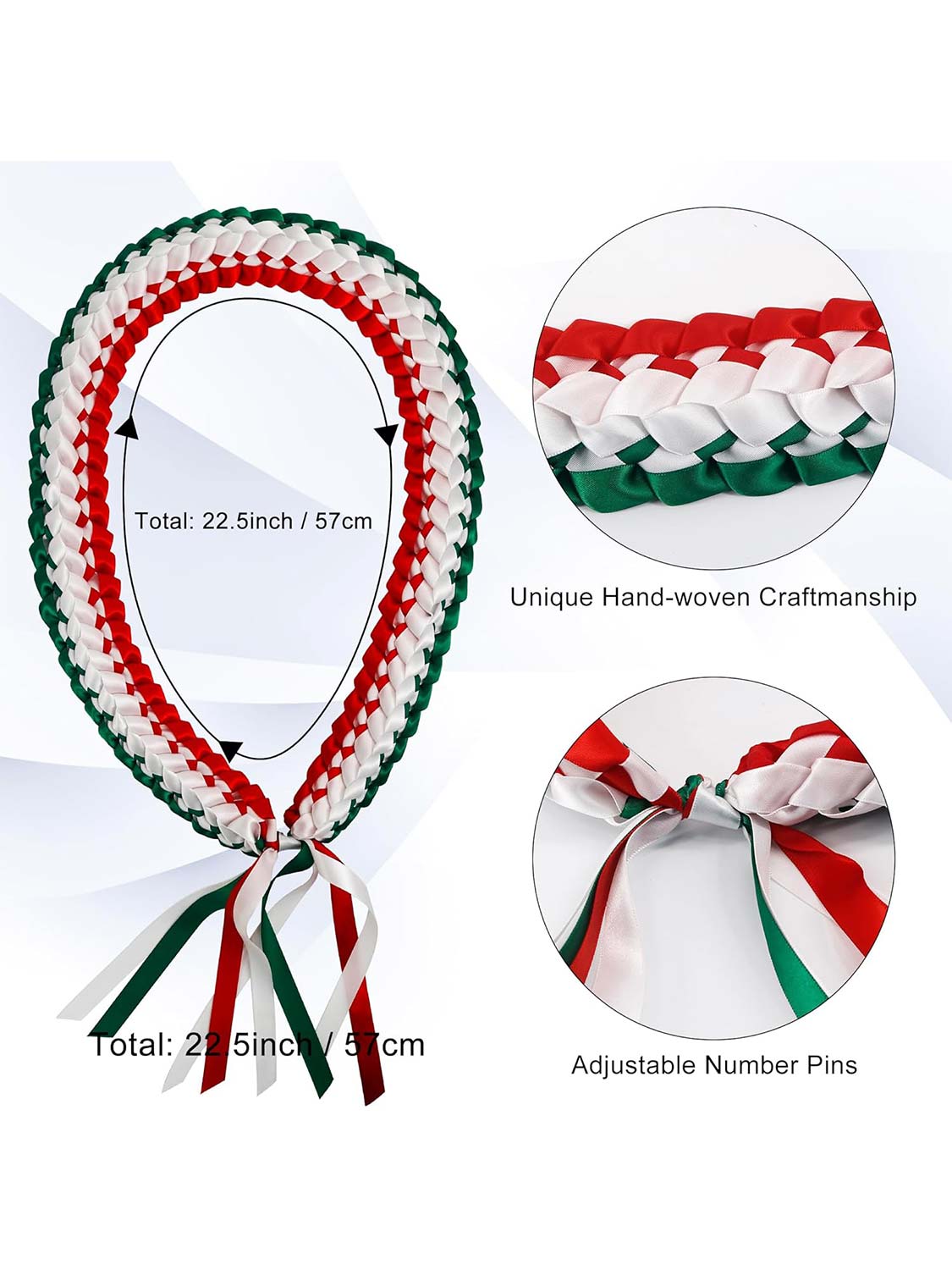 Graduation National Flag Color Ribbon Lei Braided Necklace