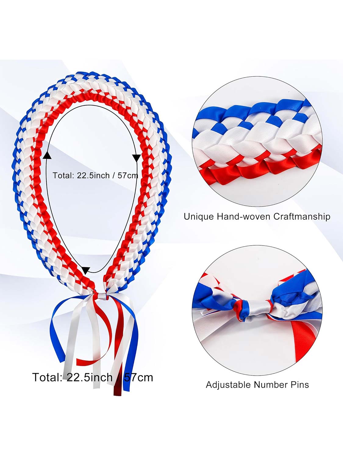 Graduation National Flag Color Ribbon Lei Braided Necklace