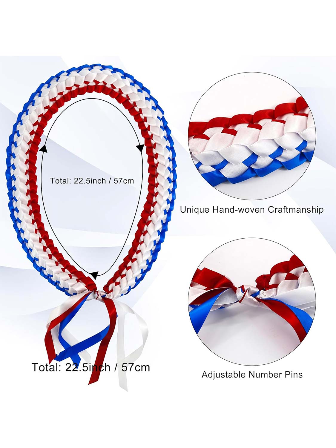 Graduation National Flag Color Ribbon Lei Braided Necklace