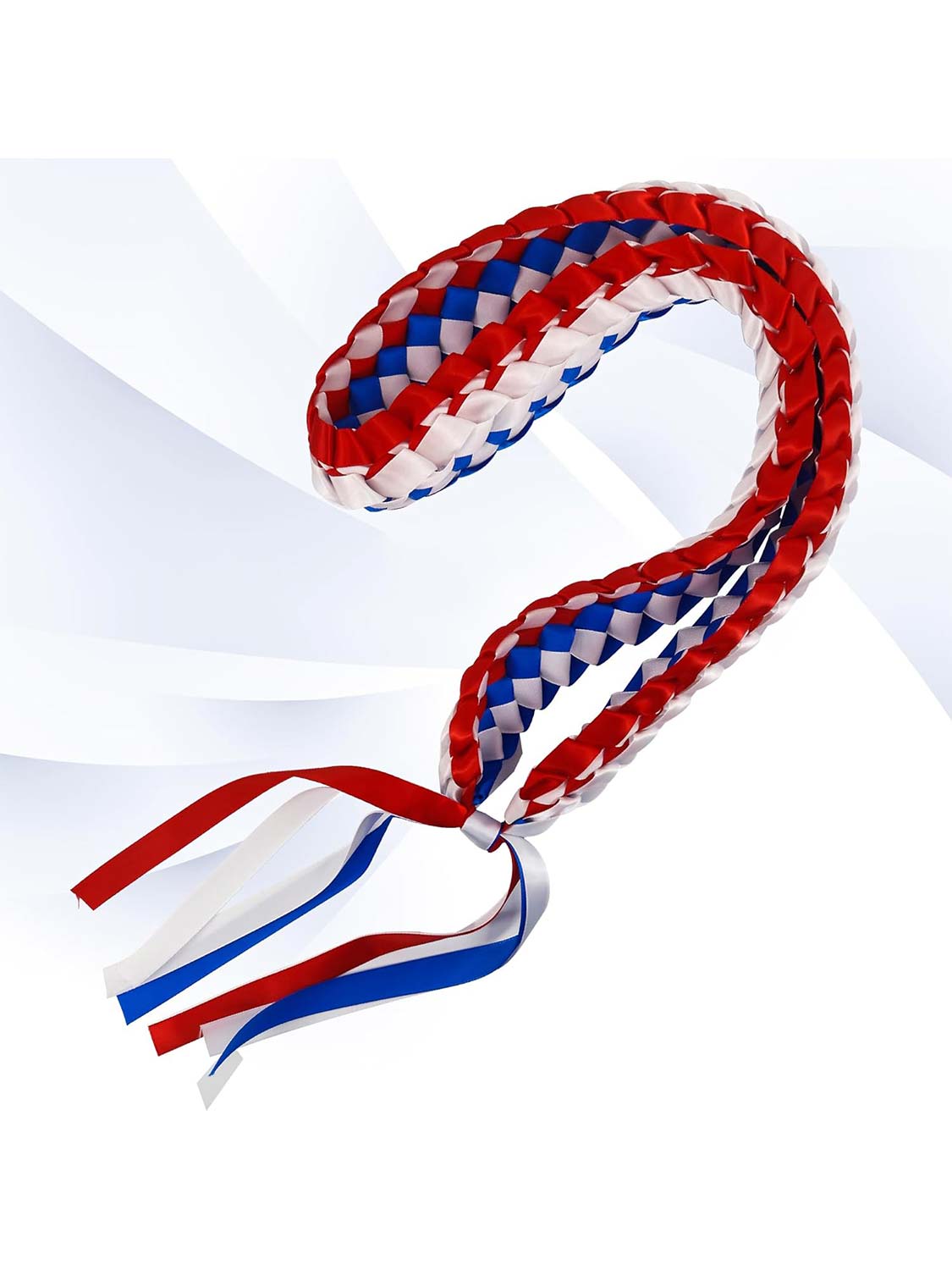 Graduation National Flag Color Ribbon Lei Braided Necklace