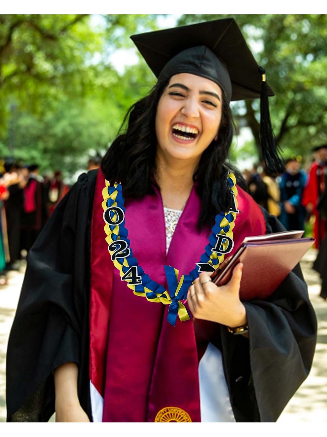 Graduation 2024 Embroidery Ribbon Lei Braided Necklace