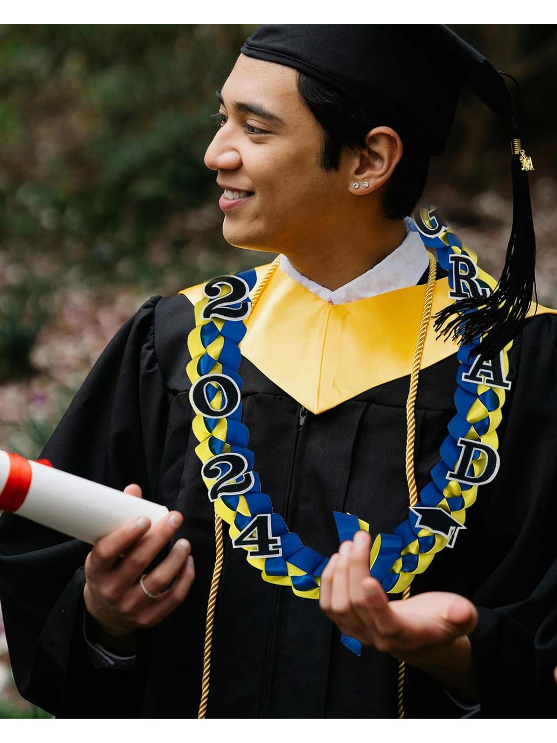 Graduation 2024 Embroidery Ribbon Lei Braided Necklace