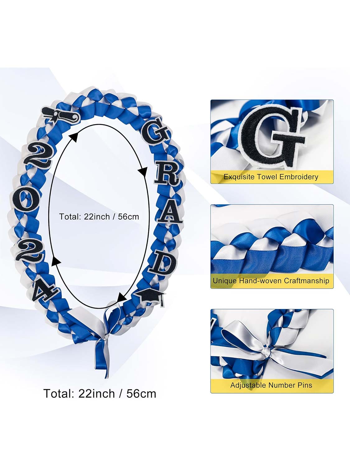 Graduation 2024 Embroidery Ribbon Lei Braided Necklace