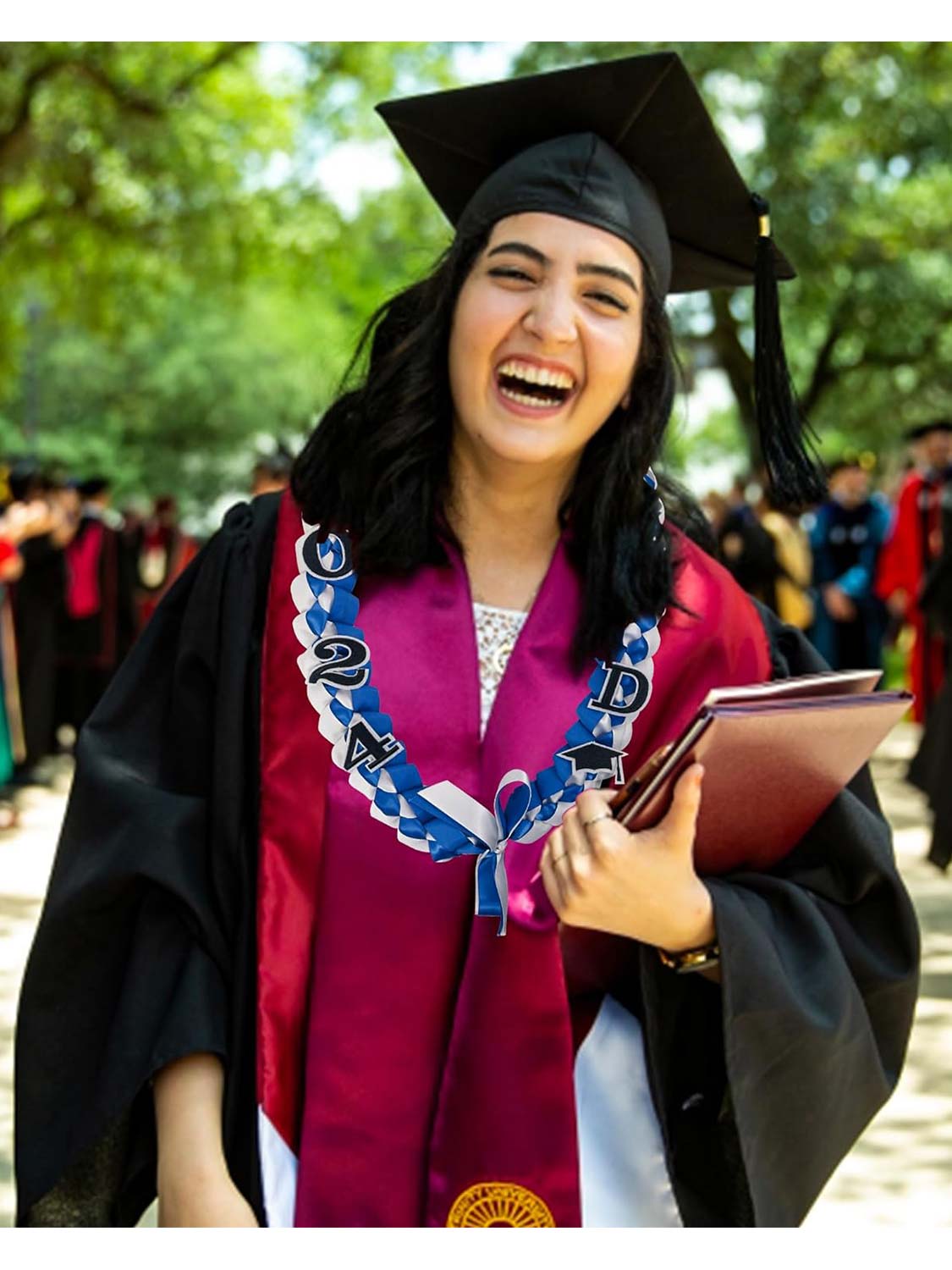 Graduation 2024 Embroidery Ribbon Lei Braided Necklace