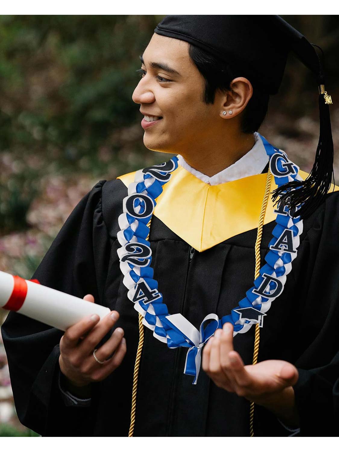 Graduation 2024 Embroidery Ribbon Lei Braided Necklace