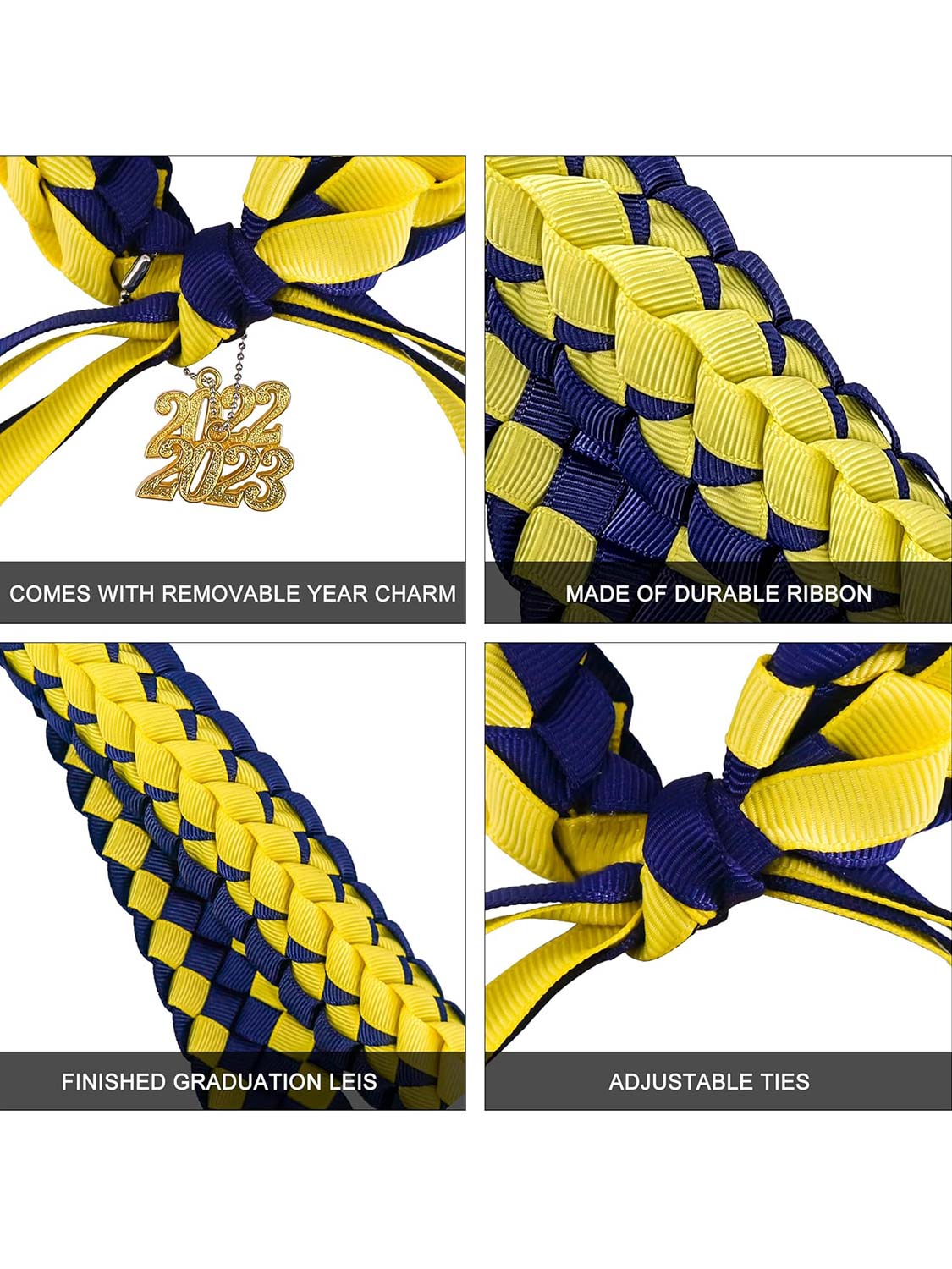 Graduation Braided 2023/2024 Year Charm Ribbon Leis and Cord Pack