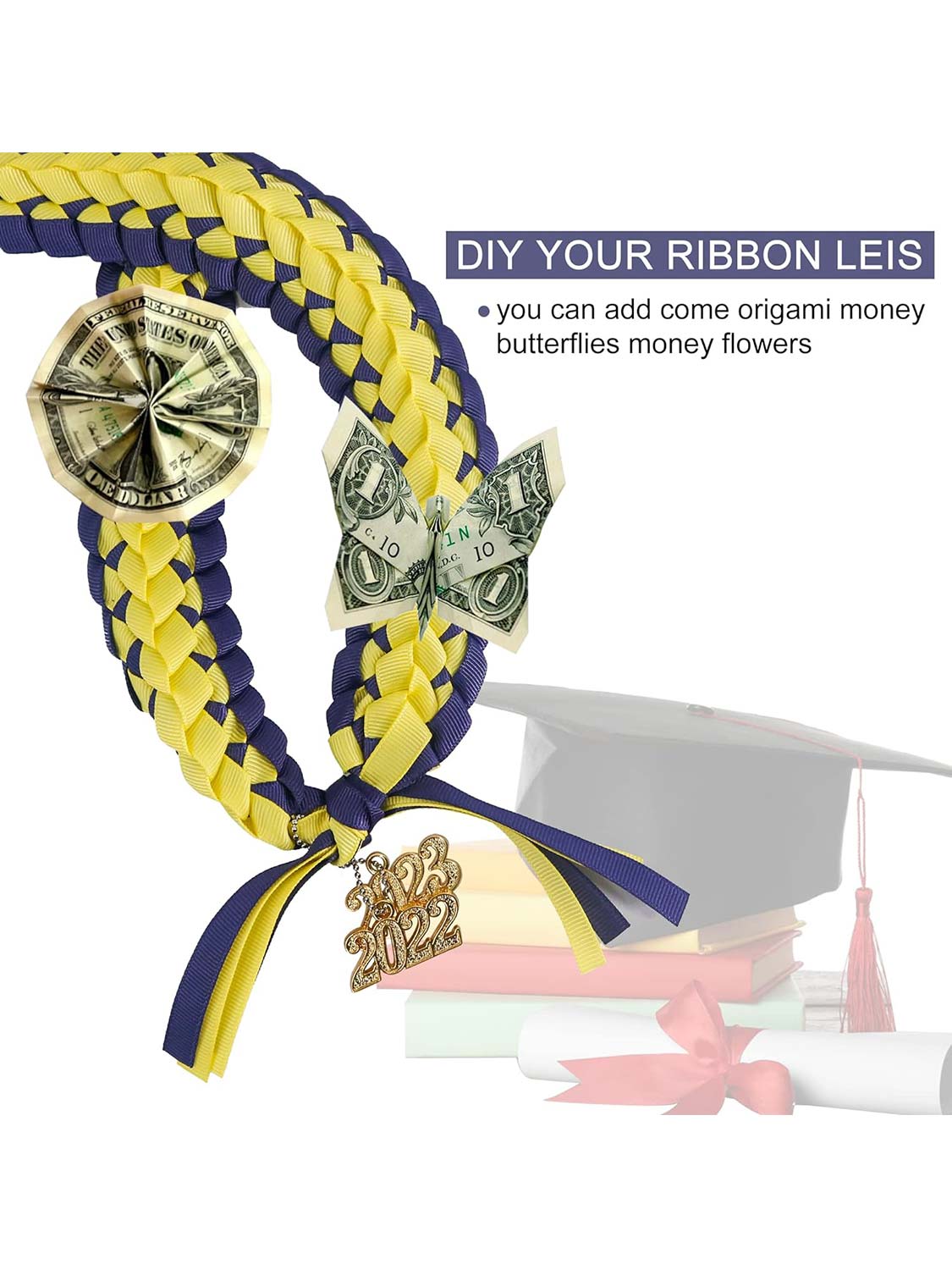 Graduation Braided 2023/2024 Year Charm Ribbon Leis and Cord Pack