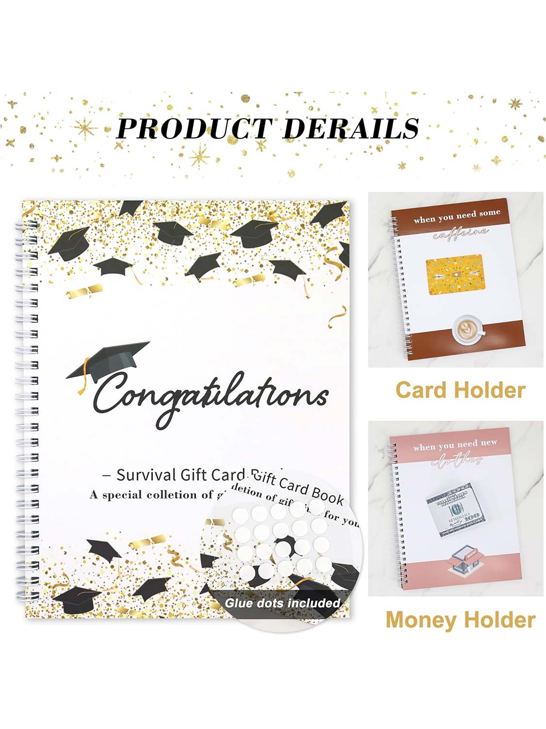 7*9 College Survival Gift Card Book Money Cash Holder for Graduation Student Leaving Home Gifts