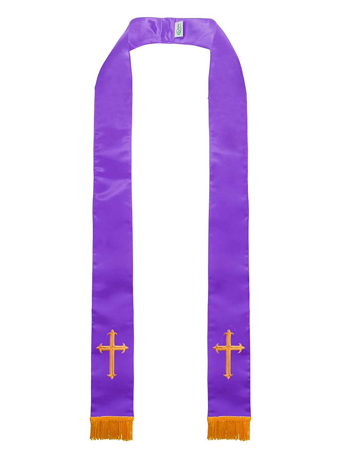 Clerical Stole with Embroidered Cross - 5 Colors Available