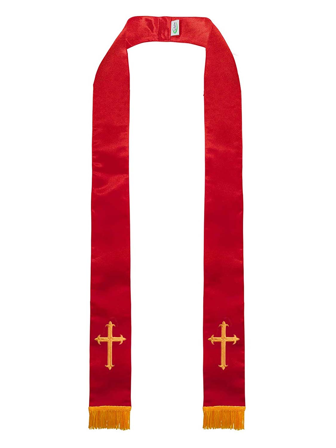 Clerical Stole with Embroidered Cross - 5 Colors Available