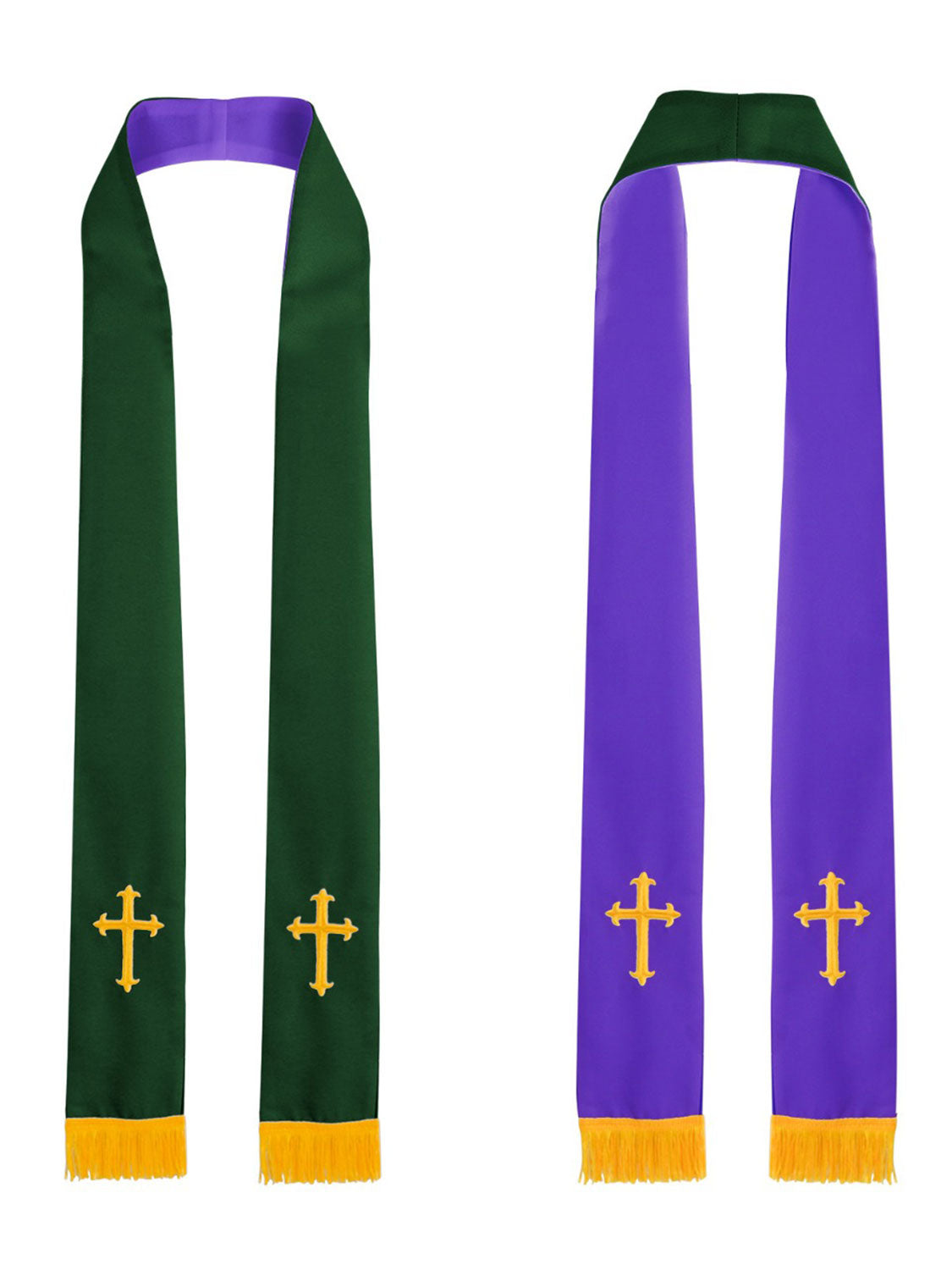 Reversible Clergy Stole with Embroidered Crosses