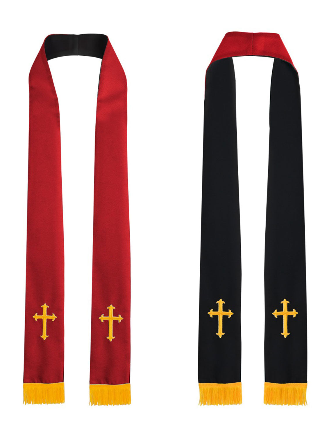 Reversible Clergy Stole with Embroidered Crosses