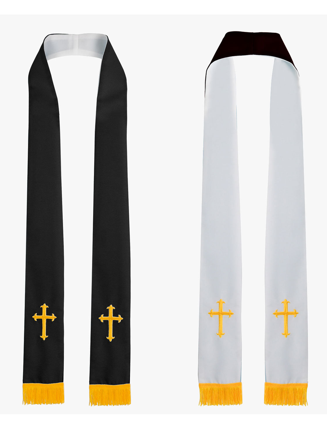 Reversible Clergy Stole with Embroidered Crosses