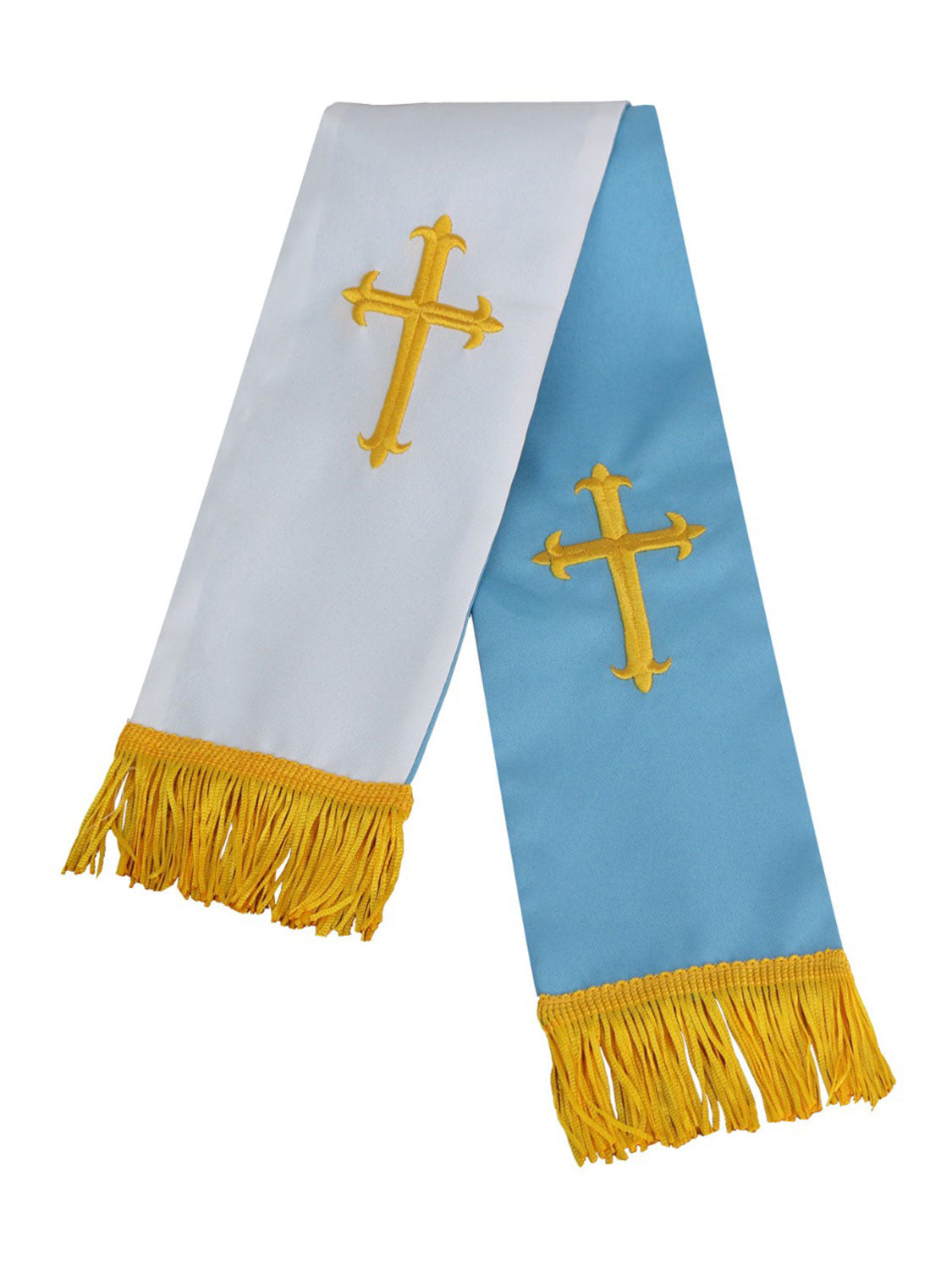 Reversible Clergy Stole with Embroidered Crosses