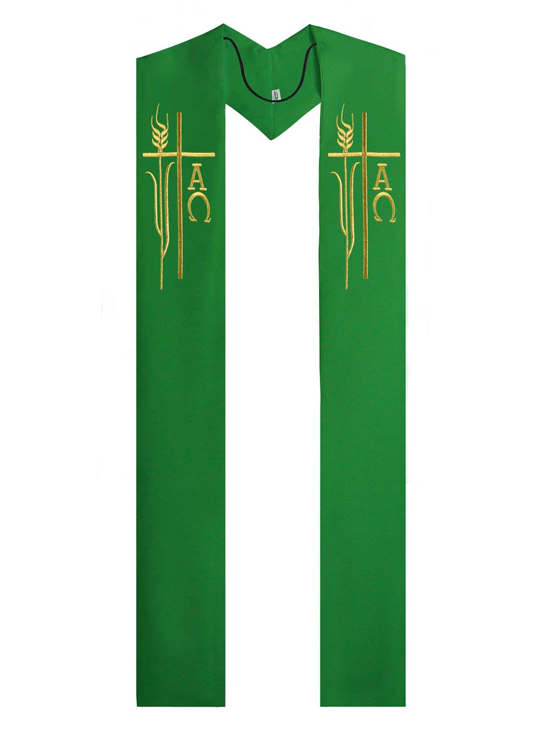 Clerical Overlay Stole with Alpha Omega Wheat Embroidery - 4 Colors Available